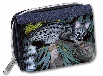 Wild Genet Cat Wildlife Print Girls/Ladies Denim Purse Wallet Christmas Gift Ide