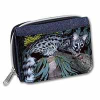 Wild Genet Cat Wildlife Print Girls/Ladies Denim Purse Wallet Christmas Gift Ide