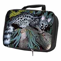 Wild Genet Cat Wildlife Print Black Insulated School Lunch Box Bag