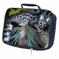 Wild Genet Cat Wildlife Print Navy Insulated School Lunch Box Bag