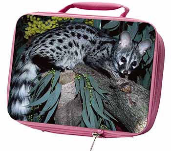 Wild Genet Cat Wildlife Print Insulated Pink School Lunch Box Bag