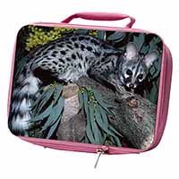Wild Genet Cat Wildlife Print Insulated Pink School Lunch Box Bag
