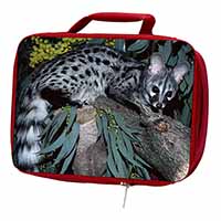 Wild Genet Cat Wildlife Print Insulated Red School Lunch Box/Picnic Bag