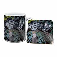 Wild Genet Cat Wildlife Print Mug+Coaster Christmas/Birthday Gift Idea