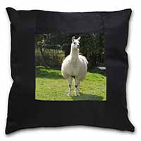 Llama Black Satin Feel Scatter Cushion