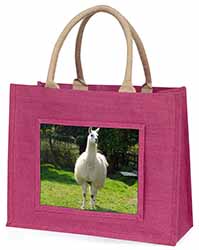 Llama Large Pink Jute Shopping Bag