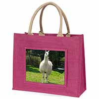 Llama Large Pink Jute Shopping Bag