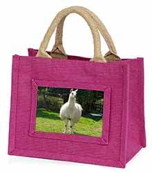 Llama Little Girls Small Pink Jute Shopping Bag
