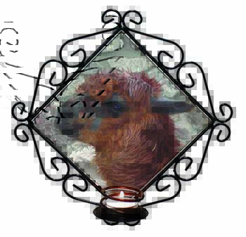 South American Llama Wrought Iron Wall Art Candle Holder