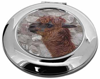 South American Llama Make-Up Round Compact Mirror