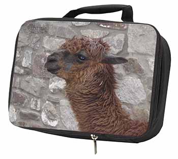 South American Llama Black Insulated School Lunch Box/Picnic Bag