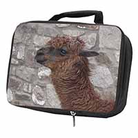 South American Llama Black Insulated School Lunch Box/Picnic Bag