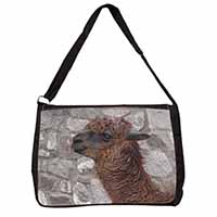 South American Llama Large Black Laptop Shoulder Bag School/College