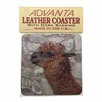 South American Llama Single Leather Photo Coaster