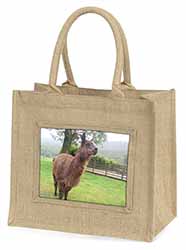 Llama Natural/Beige Jute Large Shopping Bag