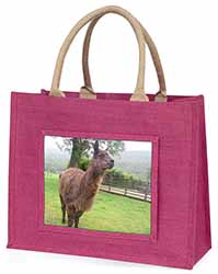 Llama Large Pink Jute Shopping Bag