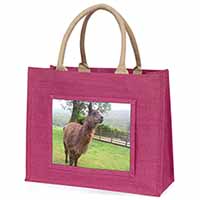 Llama Large Pink Jute Shopping Bag