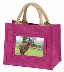 Llama Little Girls Small Pink Jute Shopping Bag