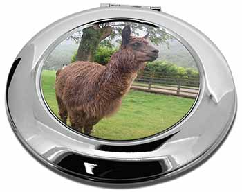 Llama Make-Up Round Compact Mirror