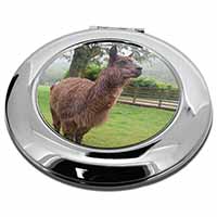 Llama Make-Up Round Compact Mirror