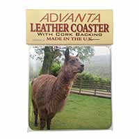 Llama Single Leather Photo Coaster