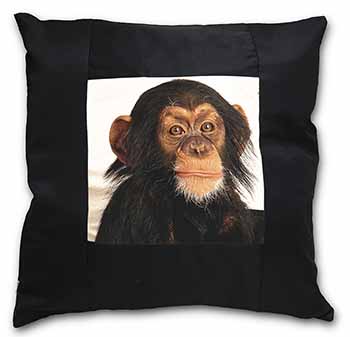 Chimpanzee Black Satin Feel Scatter Cushion