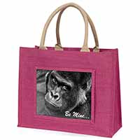 Be Mine! Gorilla Large Pink Jute Shopping Bag