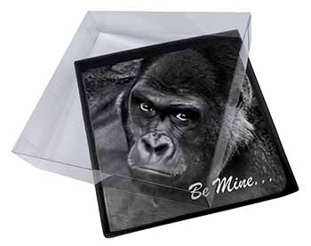 4x Be Mine! Gorilla Picture Table Coasters Set in Gift Box