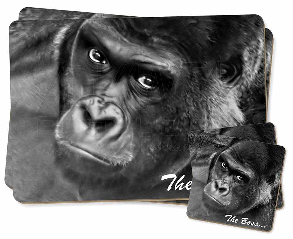 Promotional Gorilla 'The Boss' Fathers Day Gift Twin 2x Placemats and ...