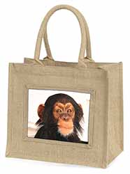 Chimpanzee Natural/Beige Jute Large Shopping Bag