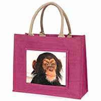 Chimpanzee Large Pink Jute Shopping Bag