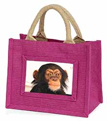 Chimpanzee Little Girls Small Pink Jute Shopping Bag