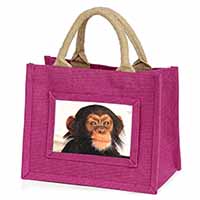 Chimpanzee Little Girls Small Pink Jute Shopping Bag