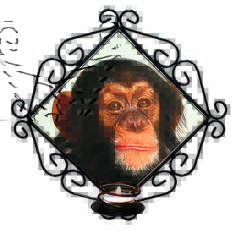 Chimpanzee Wrought Iron Wall Art Candle Holder