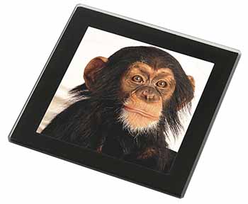 Chimpanzee Black Rim High Quality Glass Coaster