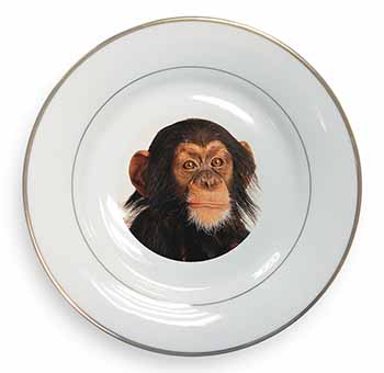 Chimpanzee Gold Rim Plate Printed Full Colour in Gift Box