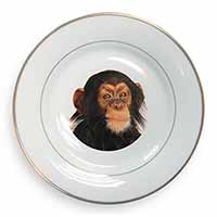 Chimpanzee Gold Rim Plate Printed Full Colour in Gift Box