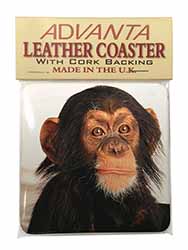 Chimpanzee Single Leather Photo Coaster