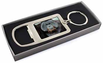 Handsome Orangutan Chrome Metal Bottle Opener Keyring in Box