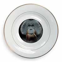 Handsome Orangutan Gold Rim Plate Printed Full Colour in Gift Box