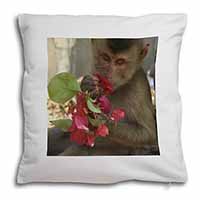 Monkey with Flowers Soft Velvet Feel Cushion Cover With Inner Pillow