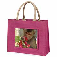Monkey with Flowers Large Pink Shopping Bag Christmas Present Idea