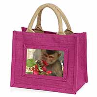 Monkey with Flowers Little Girls Small Pink Shopping Bag Christmas Gift