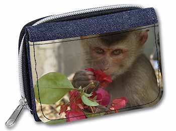Monkey with Flowers Girls/Ladies Denim Purse Wallet Christmas Gift Idea