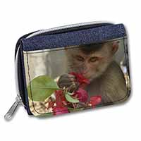 Monkey with Flowers Girls/Ladies Denim Purse Wallet Christmas Gift Idea