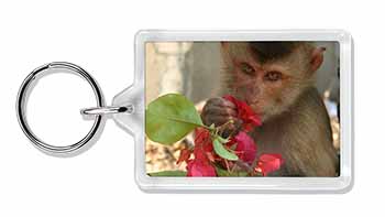 Monkey with Flowers Photo Keyring Animal Gift