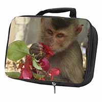 Monkey with Flowers Black Insulated School Lunch Box Bag