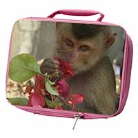 Monkey with Flowers Insulated Pink School Lunch Box Bag
