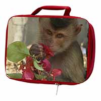 Monkey with Flowers Insulated Red School Lunch Box/Picnic Bag