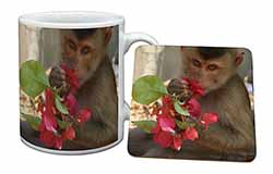 Monkey with Flowers Mug+Coaster Christmas/Birthday Gift Idea